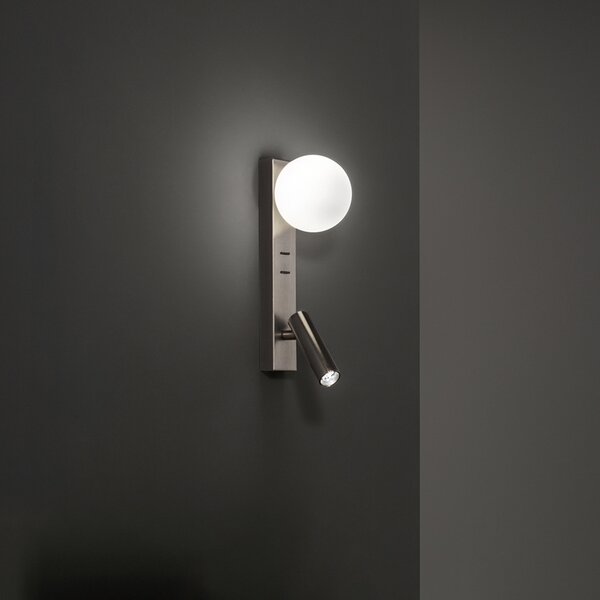 Applique Moderna Fog Metallo Grigio Spazzolato Luce Led G9 Ip20