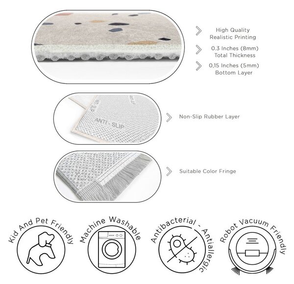 Tappeto color crema lavabile 80x150 cm Cracked Terrazzo – Mila Home