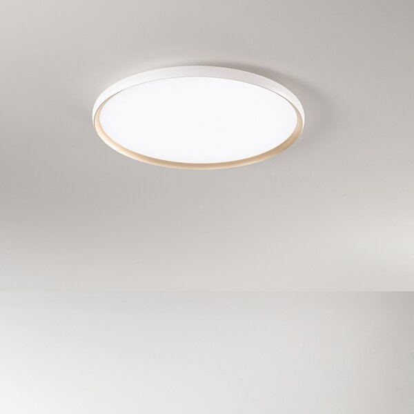 Plafoniera Moderna Halo Metallo Bianco Oro Led 45W Dimmerabile Ip20