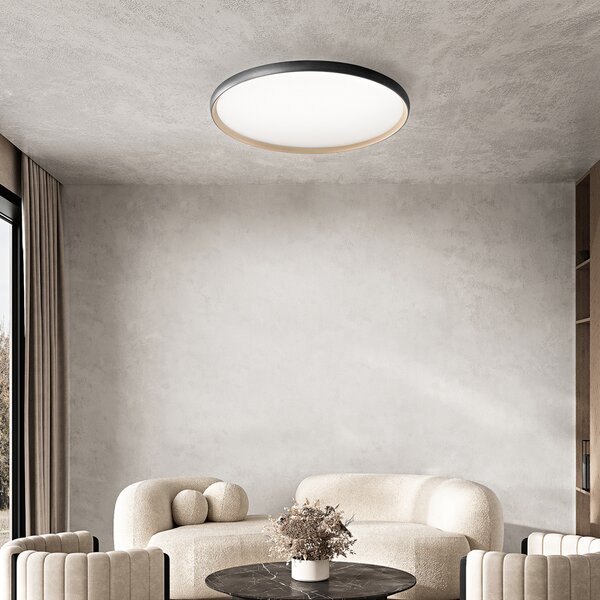 Plafoniera Moderna Halo Metallo Nero Oro Led 45W Dimmerabile Ip20