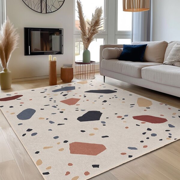 Tappeto color crema lavabile 80x150 cm Cracked Terrazzo – Mila Home