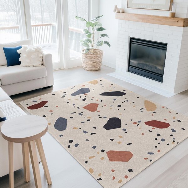 Tappeto color crema lavabile 80x150 cm Cracked Terrazzo – Mila Home