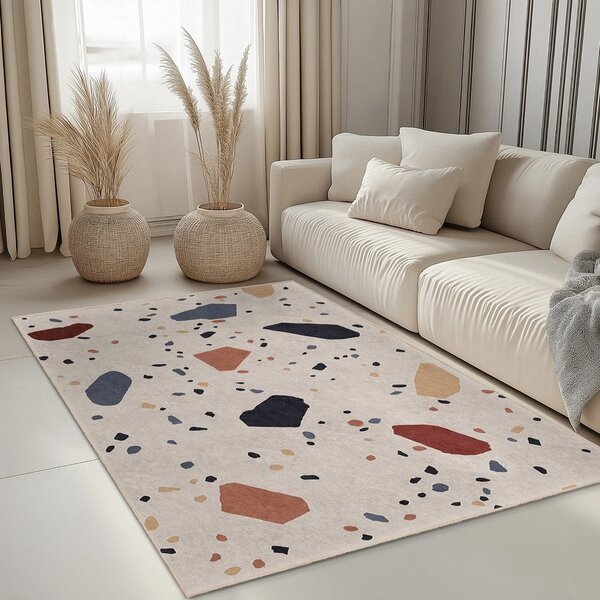 Tappeto color crema lavabile 80x150 cm Cracked Terrazzo – Mila Home