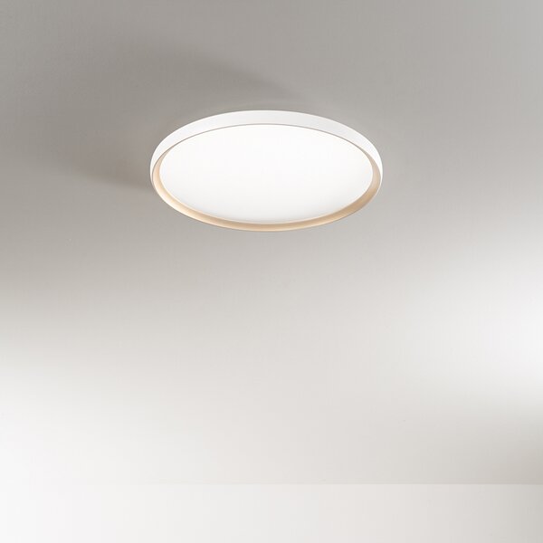 Plafoniera Moderna Halo Metallo Bianco Oro Led 40W Dimmerabile Ip20