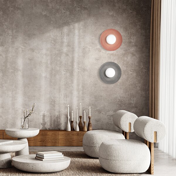 Applique Contemporanea Huevo Metallo Cemento Grigio 1 Luce E27 Ip20