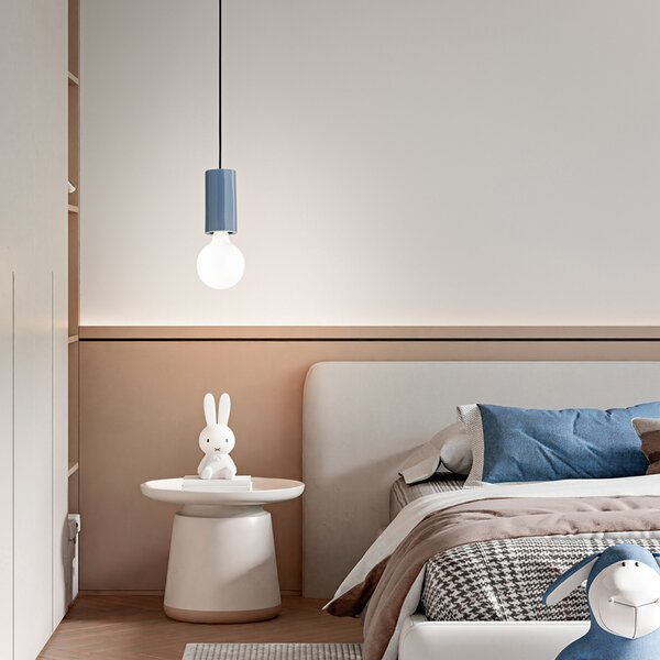 Sospensione Minimal Idea Ceramica Blu Lucido 1 Luce E27 Ip20