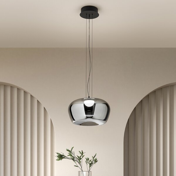 Lampadario Moderno Kave Metallo Vetro Specchiato Led 20W 3000K Dimmerabile Ip20