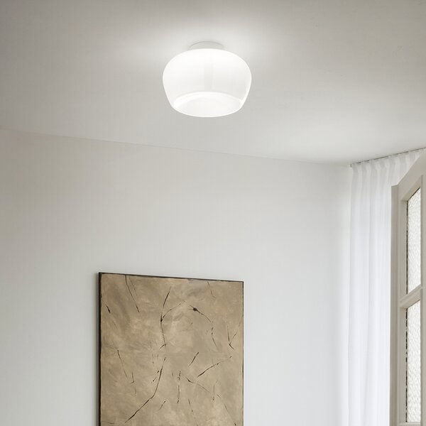 Plafoniera Moderna Kave Metallo Vetro Bianco Led 20W 3000K Dimmerabile Ip20