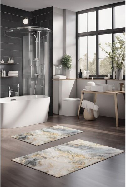 Set di tappetini per il bagno grigi/beige 2 pz 60x100 cm – Foutastic