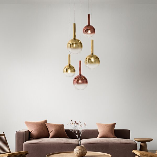 Sospensione Contemporanea Lollipop Vetro Oro 1 Luce E27 Ip20 D20