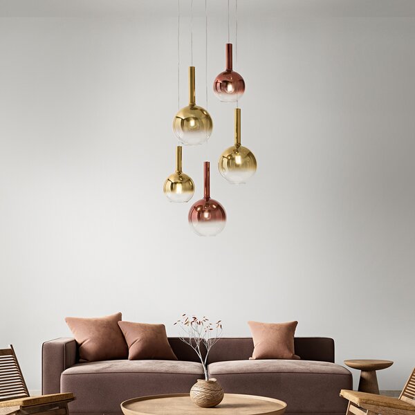 Sospensione Contemporanea Lollipop Vetro Oro 1 Luce E27 Ip20 D25