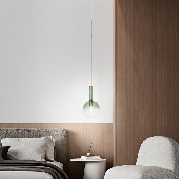 Sospensione Contemporanea Lollipop Vetro Verde 1 Luce E27 Ip20 D20