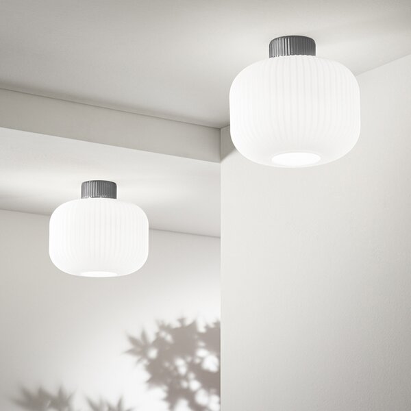 Plafoniera Contemporanea Lucerna Metallo Ceramica Bianco 1 Luce E27 Ip20