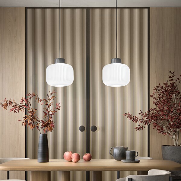 Sospensione Contemporanea Lucerna Metallo Ceramica Bianco 1 Luce E27 Ip20 D25