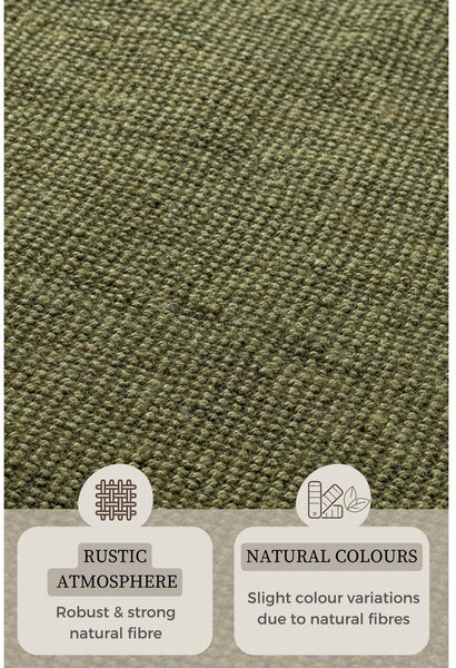 Passatoia color kaki in iuta 80x200 cm Bouclé – Hanse Home