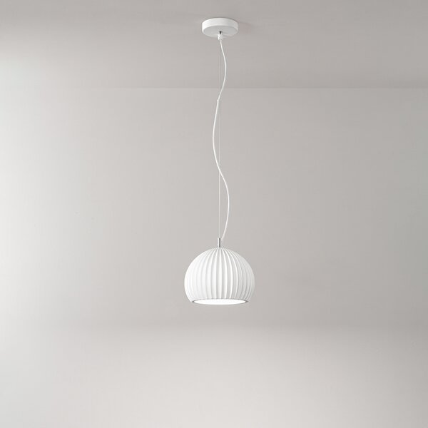Sospensione Nordica Minea Metallo Gesso Bianco 1 Luce E27 Ip20 D23