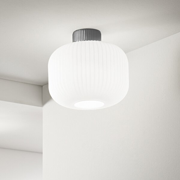 Plafoniera Contemporanea Lucerna Metallo Ceramica Bianco 1 Luce E27 Ip20