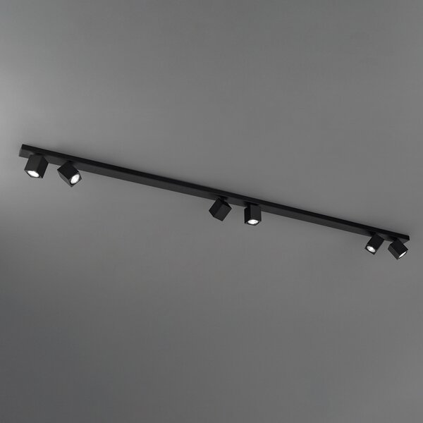 Plafoniera Moderna Oddy Faretti Cubici Metallo Nero 6 Luci Orientabili Gu10 Ip20