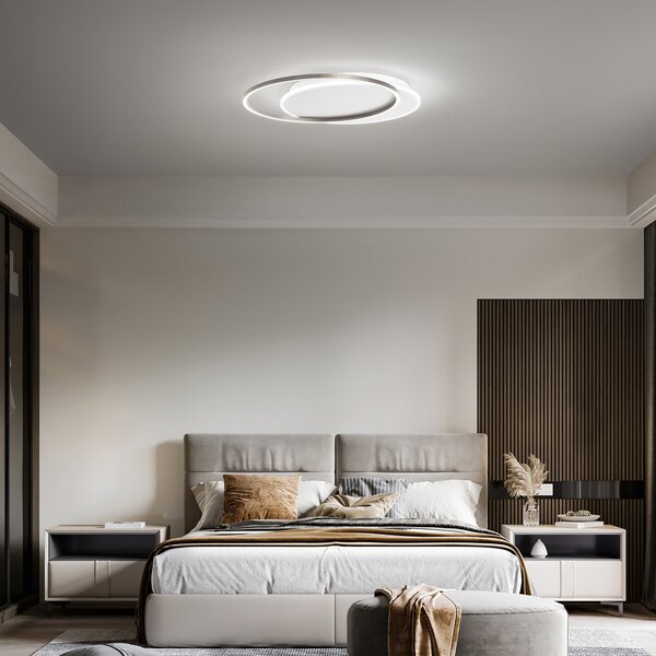 Plafoniera Moderna Orbita Metallo Bianco Grigio Led 60W 3000K Dimmerabile Ip20