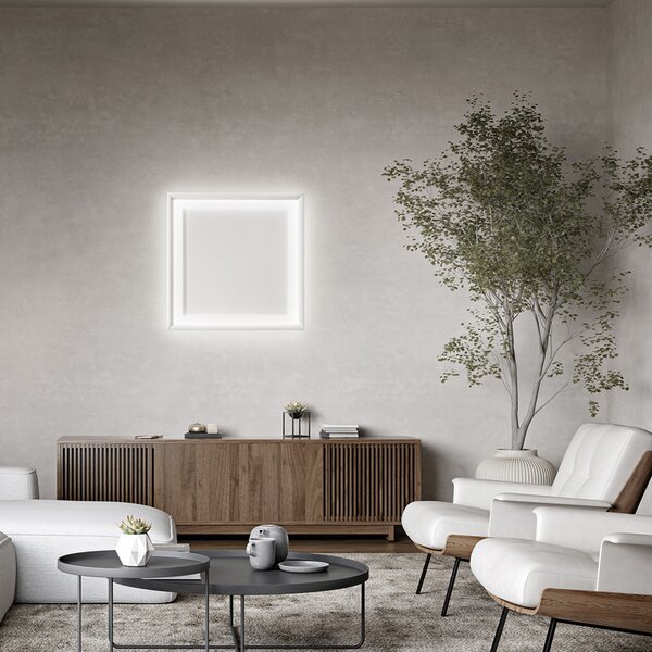 Plafoniera Moderna Panel Metallo Bianco Led 40W 3000K Ip20