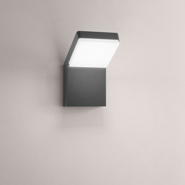 Applique Esterno Moderna Piega Alluminio Antracite Led 20W Dimmerabile Ip65