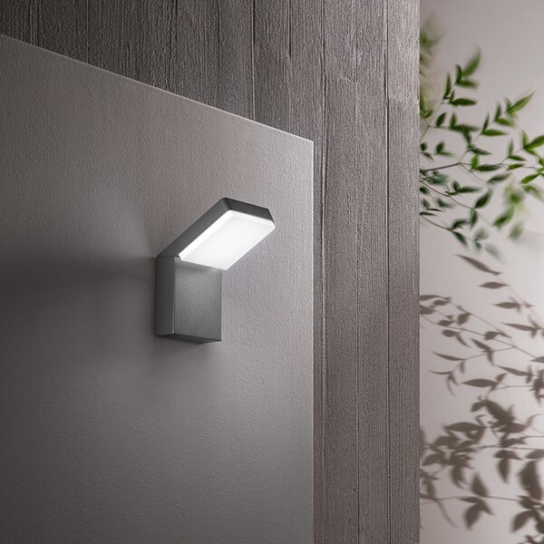 Applique Esterno Moderna Piega Alluminio Antracite Led 20W Dimmerabile Ip65