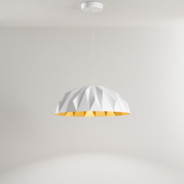 Sospensione Moderna Prisma Acrilico Bianco Oro Led 20W 3000K Ip20