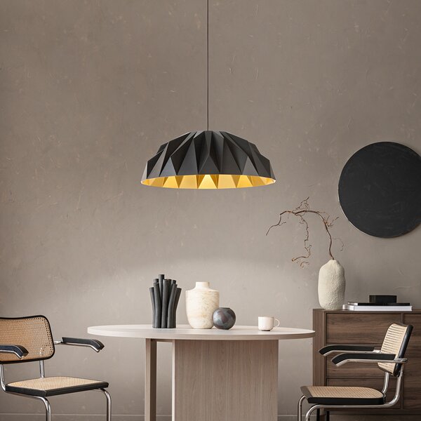 Sospensione Moderna Prisma Acrilico Nero Oro Led 20W 3000K Ip20