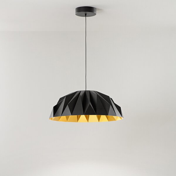 Sospensione Moderna Prisma Acrilico Nero Oro Led 20W 3000K Ip20