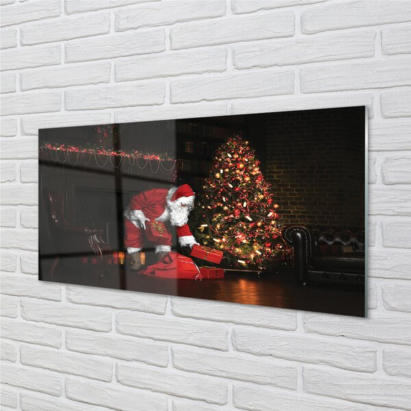 Pannello paraschizzi cucina Decorazioni per regali di albero di Natale Babbo Natale 100x50 cm