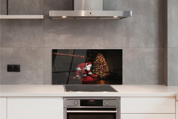 Pannello paraschizzi cucina Decorazioni per regali di albero di Natale Babbo Natale 100x50 cm