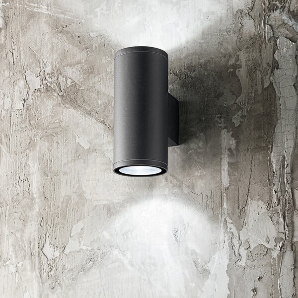 Applique Esterno Moderna Quarondo Alluminio Antracite 2 Gu10 Ip65