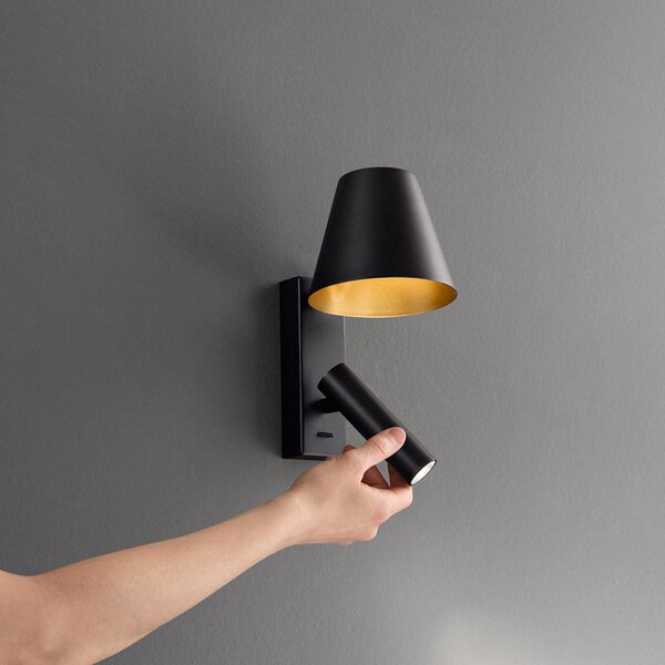 Applique Moderna Reverse Metallo Nero Led 6W 3000K Ip20
