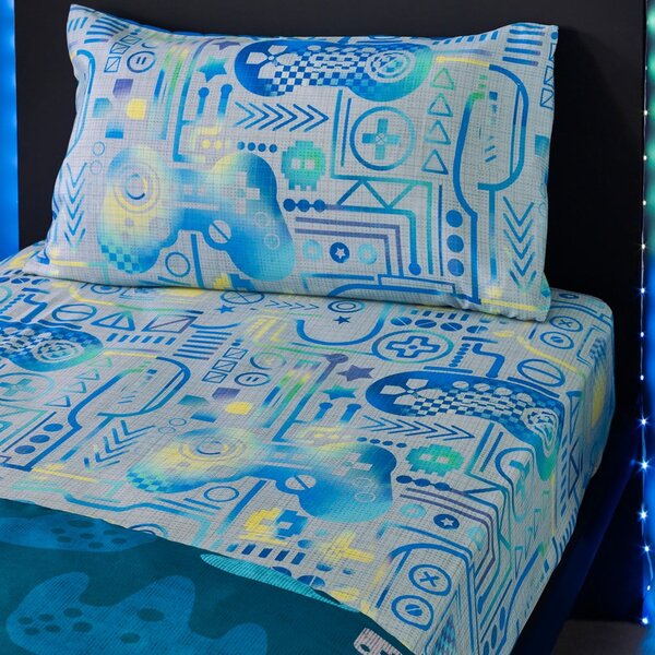 Lenzuolo con angoli per bambini grigio in microfibra per letto singolo/per materassi alti 90x190 cm Gamer – Catherine Lansfield