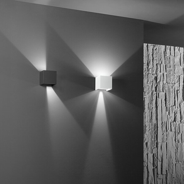 Applique Esterno Moderna Shadow Alluminio Bianco Led 12W 3000K Ip54