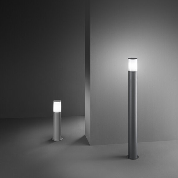 Paletto Esterno Contemporaneo Sigaro Alluminio Grigio 1 Luce E27 Ip54 H40