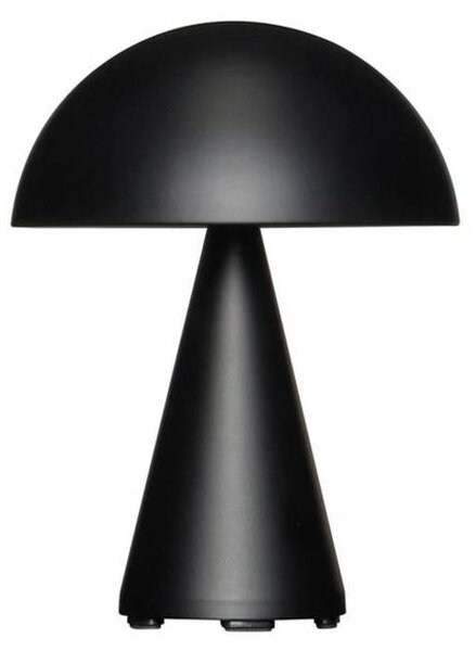 Hübsch HÜBSCH Lampada da tavolo LED ricaricabile Mush, nero opaco, altezza 20 cm dimmerabile, Nero, Metallo, Moderno