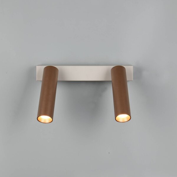 Trio Lighting Faretto da soffitto a LED Ambala, lunghezza 26 cm, grigio/marrone, 2 luci. dimmerabile, Alluminio / Grigio / Zincato, Soggiorno / Sala da pranzo, Metallo, Moderno