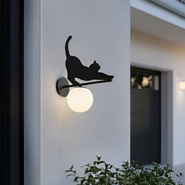 Applique da esterni Katti Cat Lindby, dimmerabile, Nero, Metallo, Campagna / Rustiche, Applique da esterni
