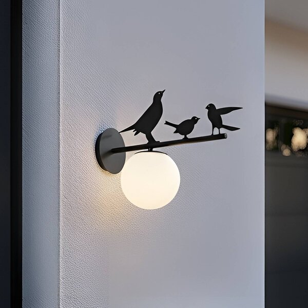 Applique da esterni Lintu Bird Lindby, dimmerabile, Nero, Metallo, Campagna / Rustiche, Applique da esterni