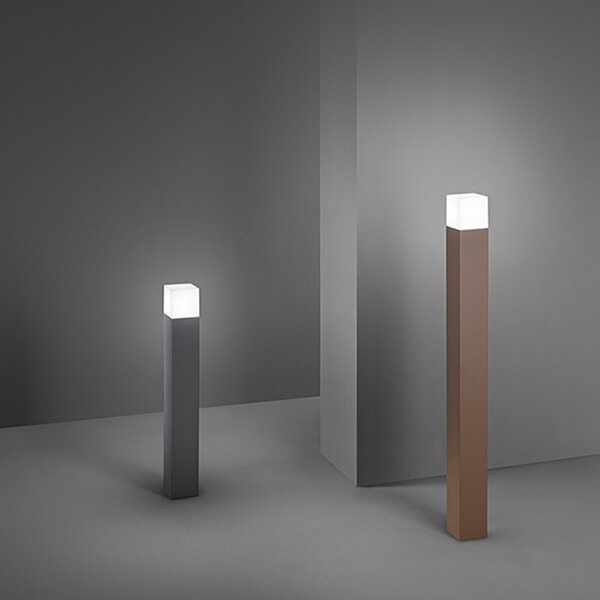 Paletto Esterno Moderno Tower Alluminio Corten 1 Luce E27 Ip54 H60