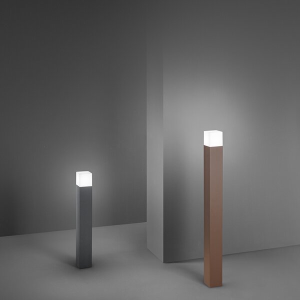 Paletto Esterno Moderno Tower Alluminio Corten 1 Luce E27 Ip54 H90