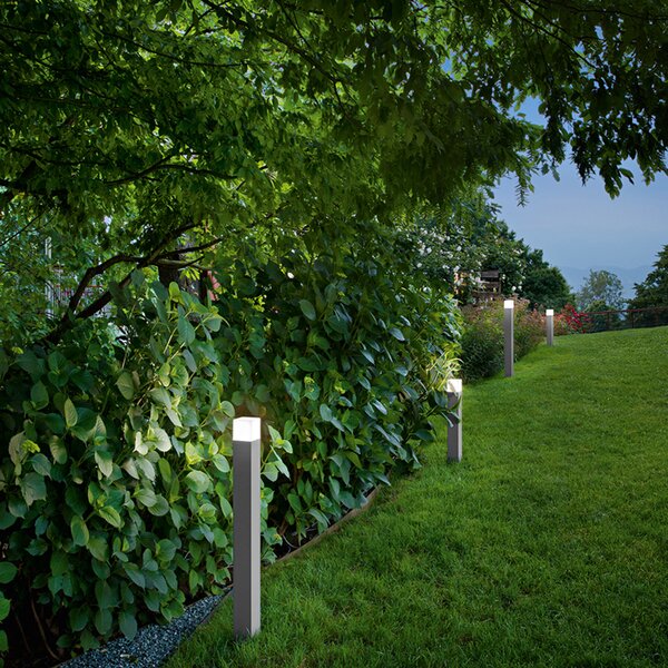 Paletto Esterno Moderno Tower Alluminio Grigio 1 Luce E27 Ip54 H90