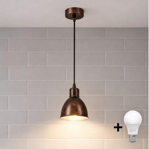 Brilagi - Lampadario LED sospeso su cavo RIDDY 1xE27/60W/230V rame/patina