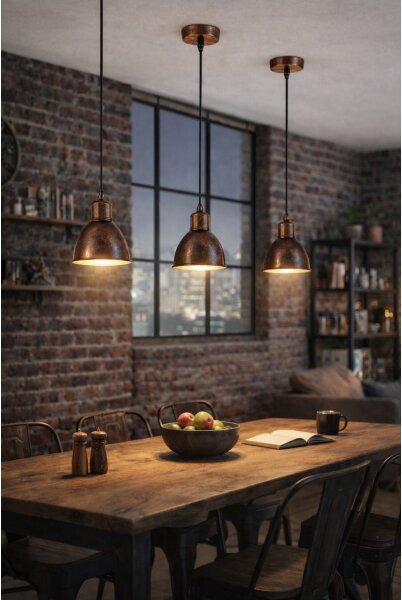 Brilagi - Lampadario LED sospeso su cavo RIDDY 1xE27/60W/230V rame/patina