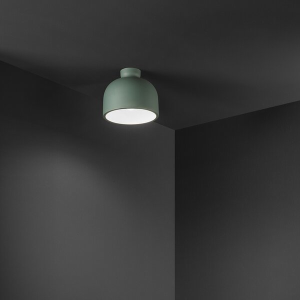 Plafoniera Nordica Yelmo Metallo Verde Bianco 1 Luce E27 Ip20