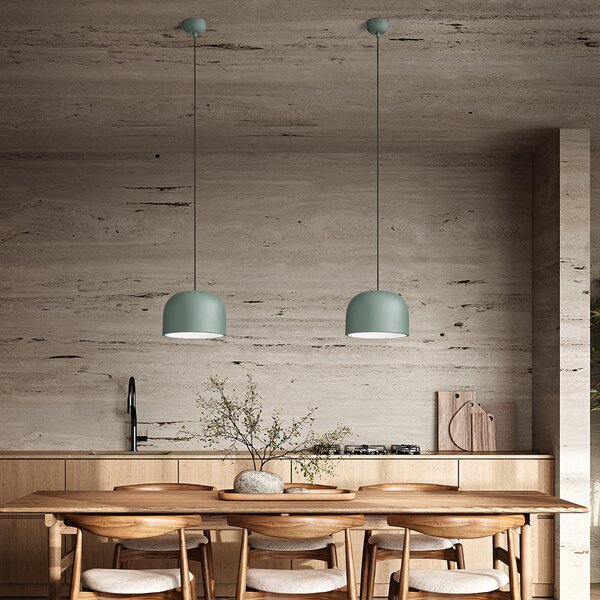 Sospensione Nordica Yelmo Metallo Verde Bianco 1 Luce E27 Ip20