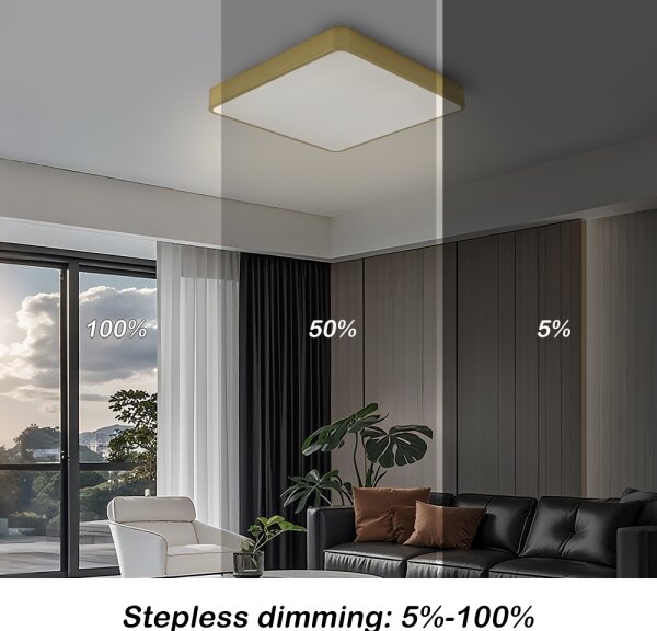 Brilagi-LED Plafoniera dimmerabile POOL LED/48W/230V 3000-6000K 50x50 cm dorata + telecomando