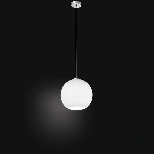 Sospensione Contemporanea Ufo Metallo Cromo Vetro Bianco 1 Luce E27 Ip20 D30