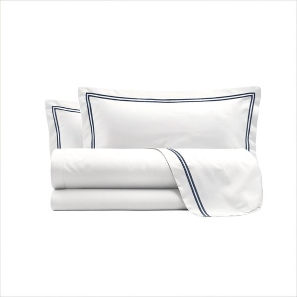 Set Lenzuola Sopra Sotto e Federe Matrimoniale Maxi 180x200 cm Linea Venere in Raso di Cotone Blu